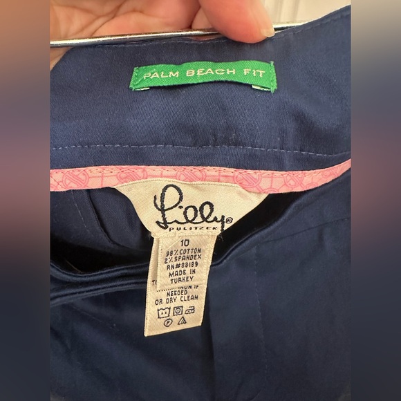 Lilly Pulitzer Bailey Solid Palm Beach Fit Crop Capri Pants Sz 10 Navy Blue NEW* - Picture 3 of 4